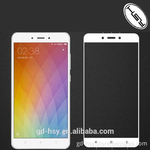 HUYSHE 0.3mm 9H silk printing manufacturer 2.5 full cover tempered glass screen protector for xiaomi redmi note4 screen guard